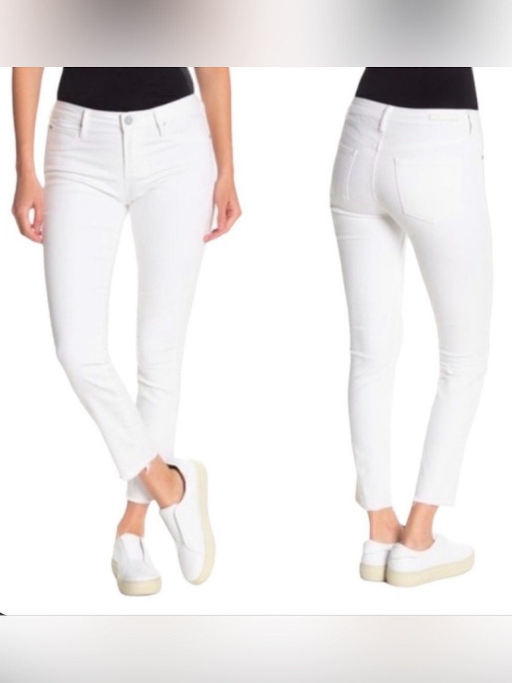 ARTICLES OF SOCIETY 31 Coastal Sarah White Skinny Jeans Raw Hem Stretch Hanover